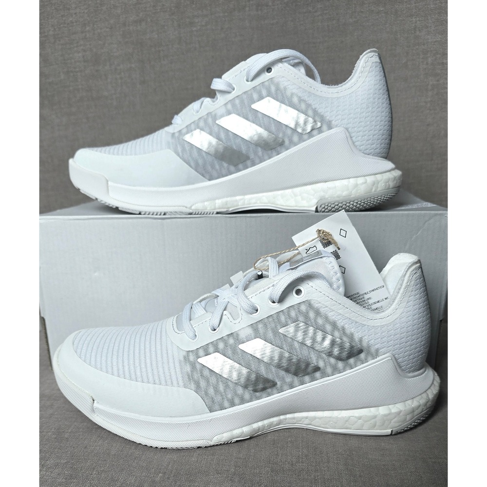 Adidas Crazyflight Indoor Court Shoes Volleyball Boost‎ White Silver NEW SZ 5.5